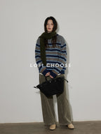 Lofi choose Wool Blend Relaxed Striped Crewneck Pullover Commuter Office Women Tops Sweaters