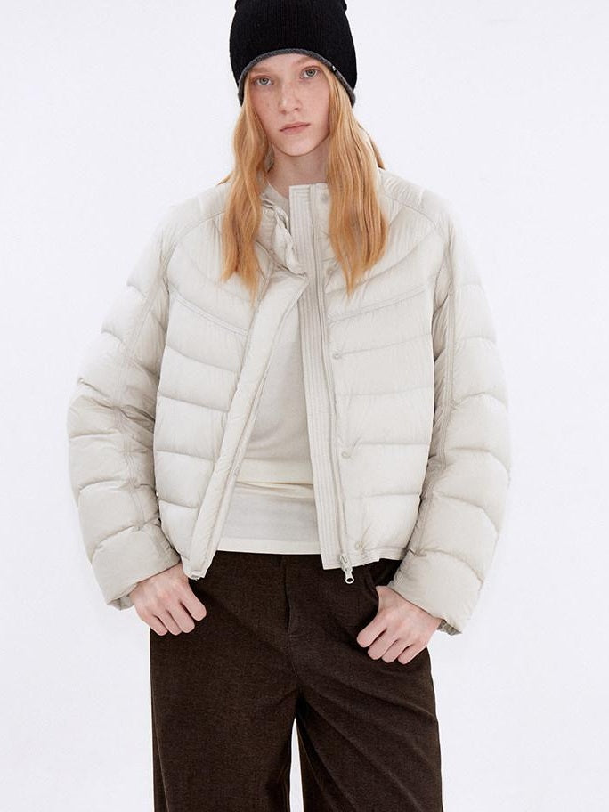 fano 90 Percent White Duck Down Warm Stand Collar Zipper Women Gray Down Jackets