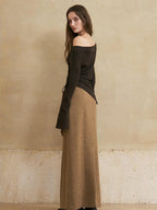 someonesometimes Wool Blend Lined Vintage Straight Mid Hidden Zip Casual Women Maxi Skirts