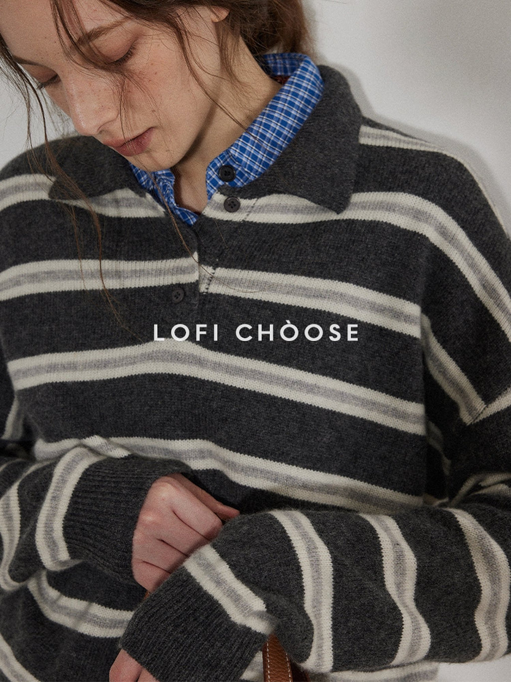 Lofi choose Cozy Knit Pullover Loose Fit Collared Office Women Knitwear Tops Sweaters