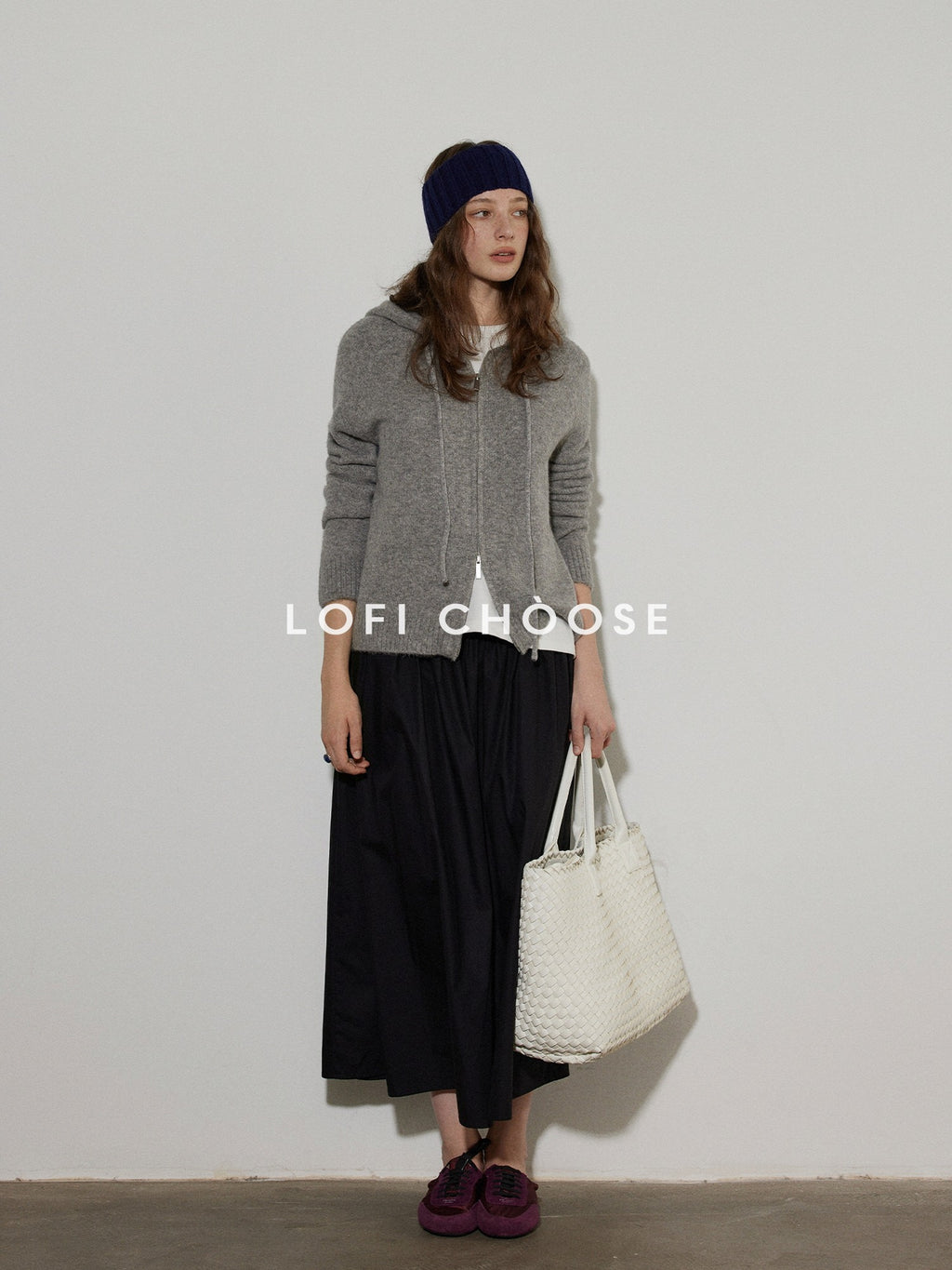 Lofi choose Soft Acrylic Wool Blend Oversized Zip Hooded Women Heather Gray Hoodie