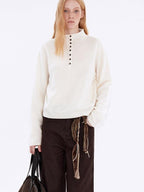 fano Wool Cashmere Blend Breathable Loose Half Open Collar Women Cardigans