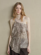 someonesometimes Lightweight Wool Blend Original Ruffle Loose Fit Women Striped Paisley Camisoles