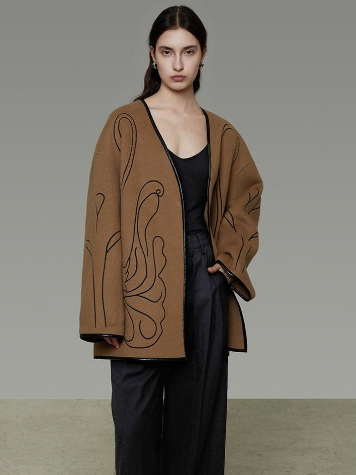 unspoken 100 Percent Lambswool Relaxed Fit Minimalist Commuter Women Camel Wool Coats