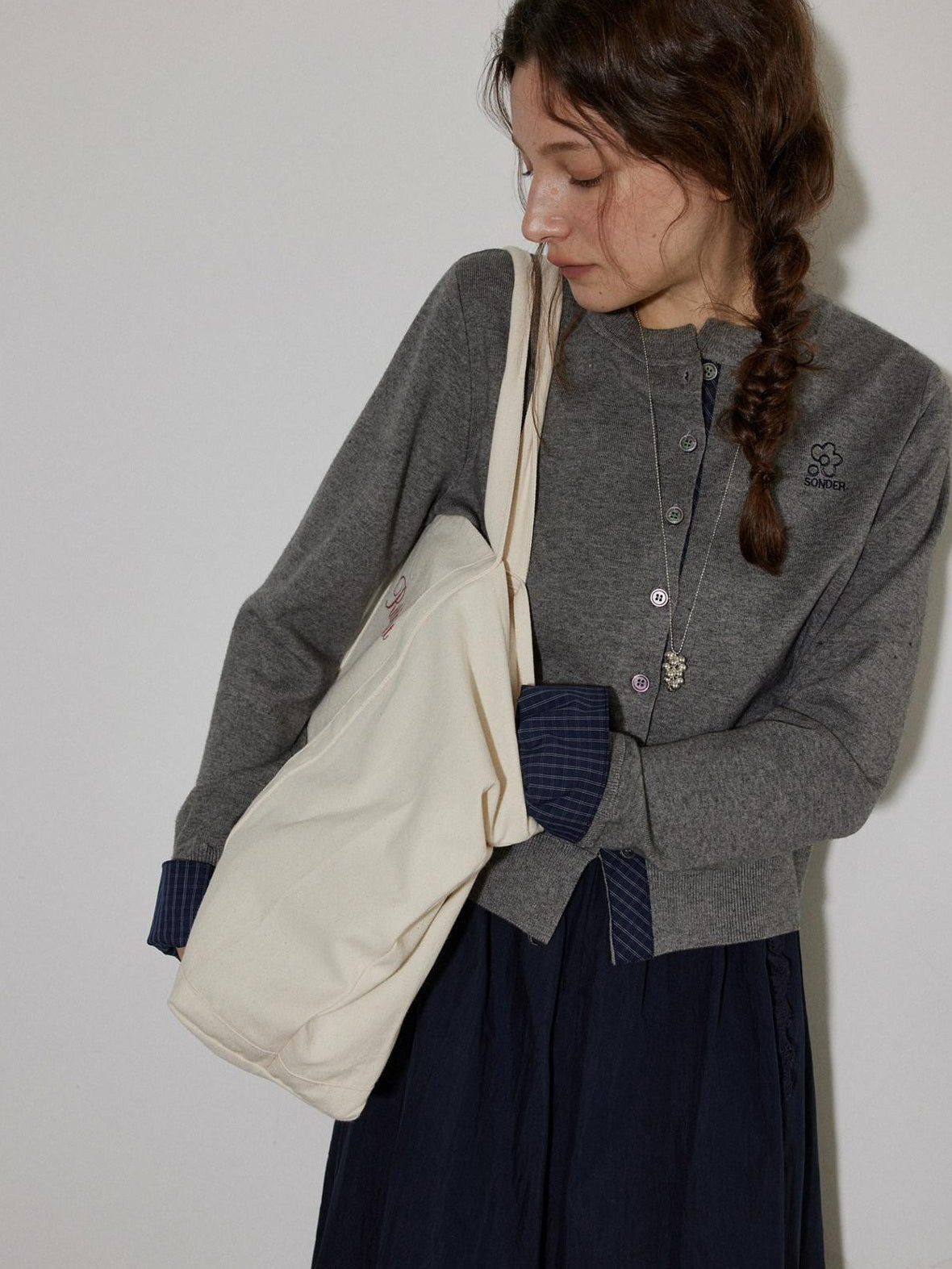 Lofi choose Soft Acrylic Loose Commuter Round Neck Button Long Sleeve Women Knit Cardigans