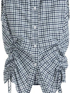 fano 100% Cotton Plaid Slim Fit Button Front Commuter Women Off Shoulder Crop Tops