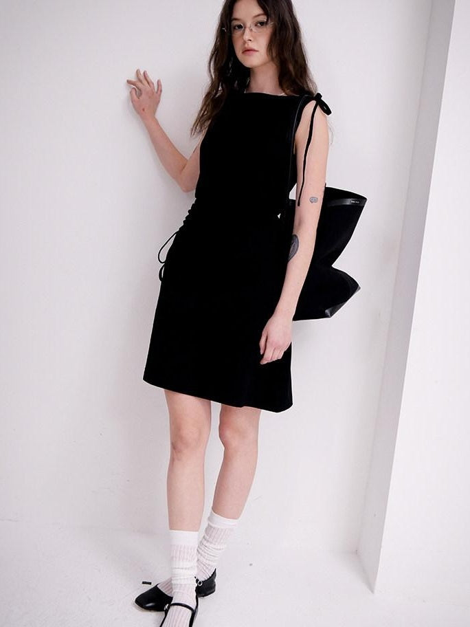 fano Cotton Blend Elegant Sleeveless Asymmetric Hem H Fit Women Midi Dresses