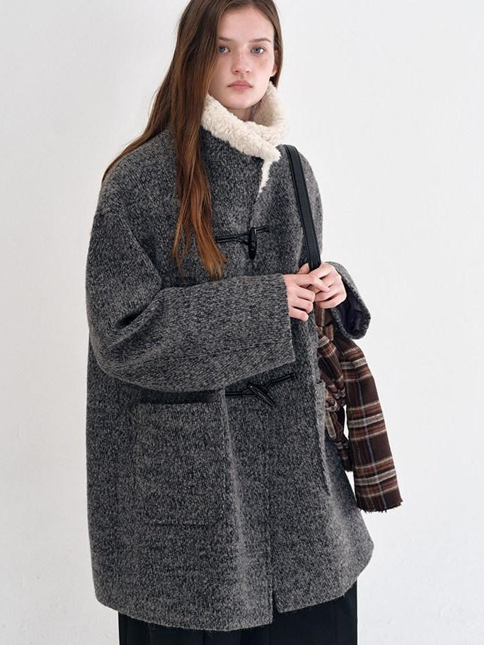 fano Lambswool Blend Single Breasted Loose Midlength Heather Gray Long Coats