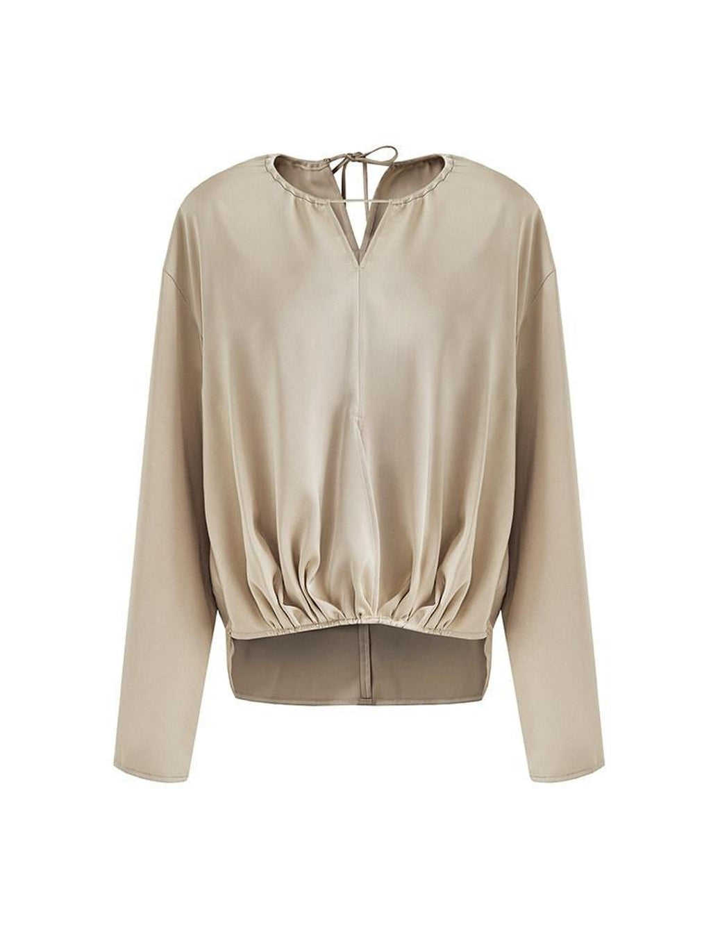 unspoken Skin Friendly Breathable Minimal Loose V-neck Longsleeve Women Champagne Blouses