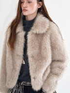 fano Cozy Milk Coffee Lapel Casual Loose Fit Womens Everyday Outerwear Short Coat