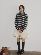 Lofi choose Cozy Knit Pullover Loose Fit Collared Office Women Knitwear Tops Sweaters