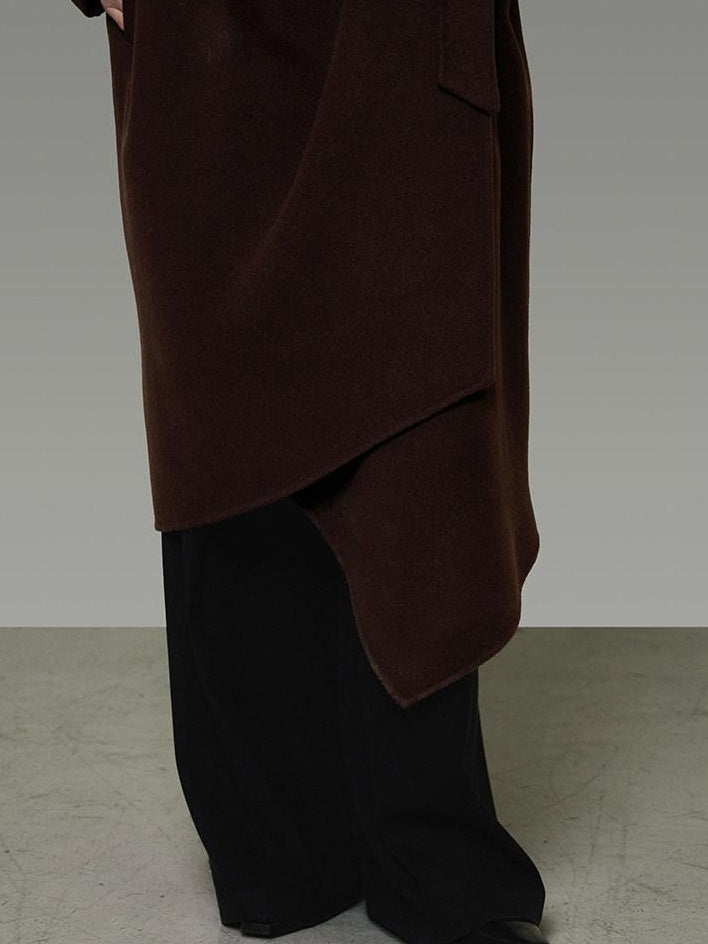 unspoken 100 Percent Sheep Wool Mid Length Relaxed Minimalist Workwear Wool Coats