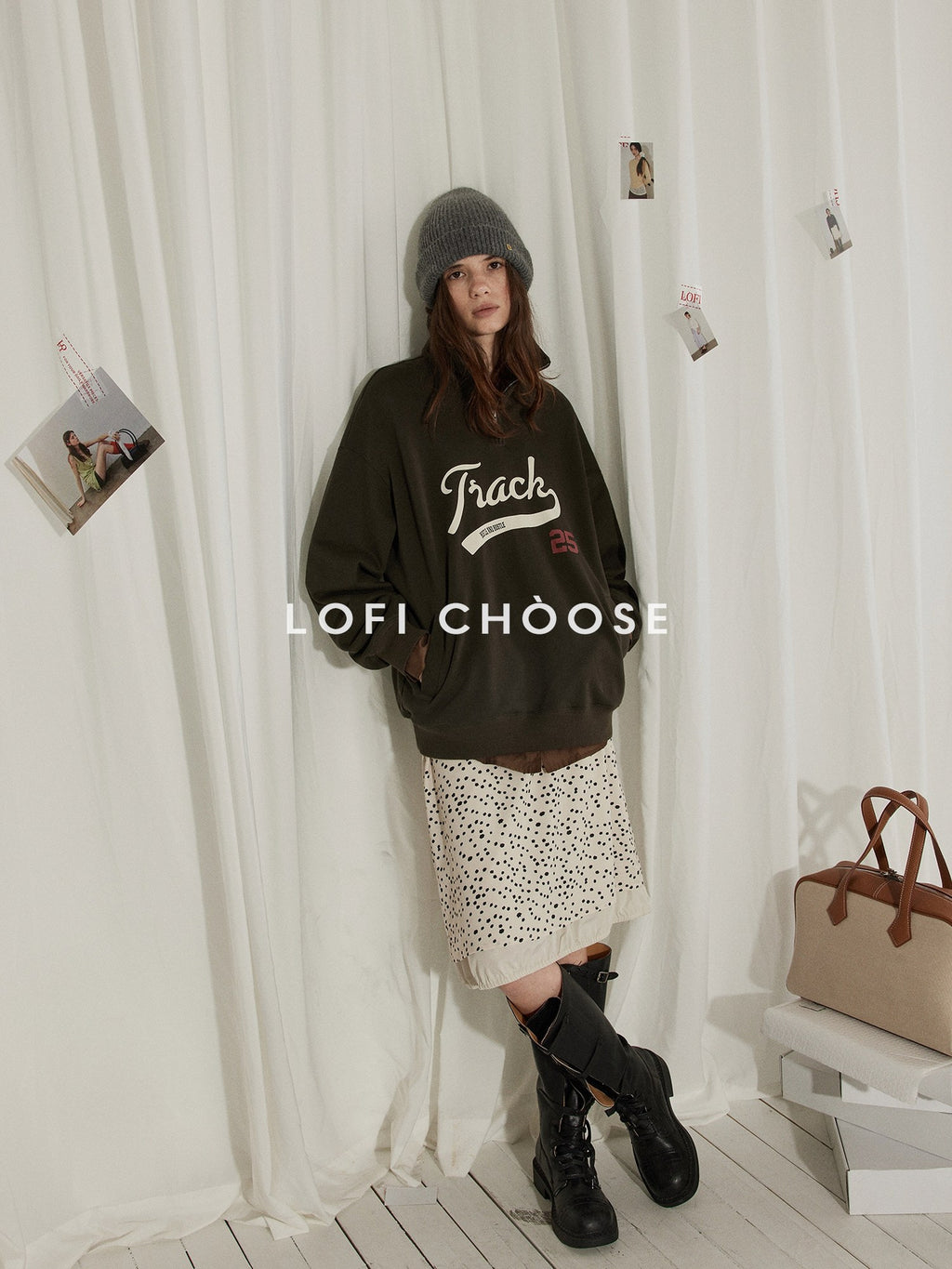 Lofi choose 100 Percent Cotton Loose Fit Henley Neck Workwear Long Sleeve Sweatshirt