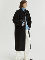 fano Insulated Minimalist Commuter Straight Raglan Sleeve Women Poly Blend Long Coats