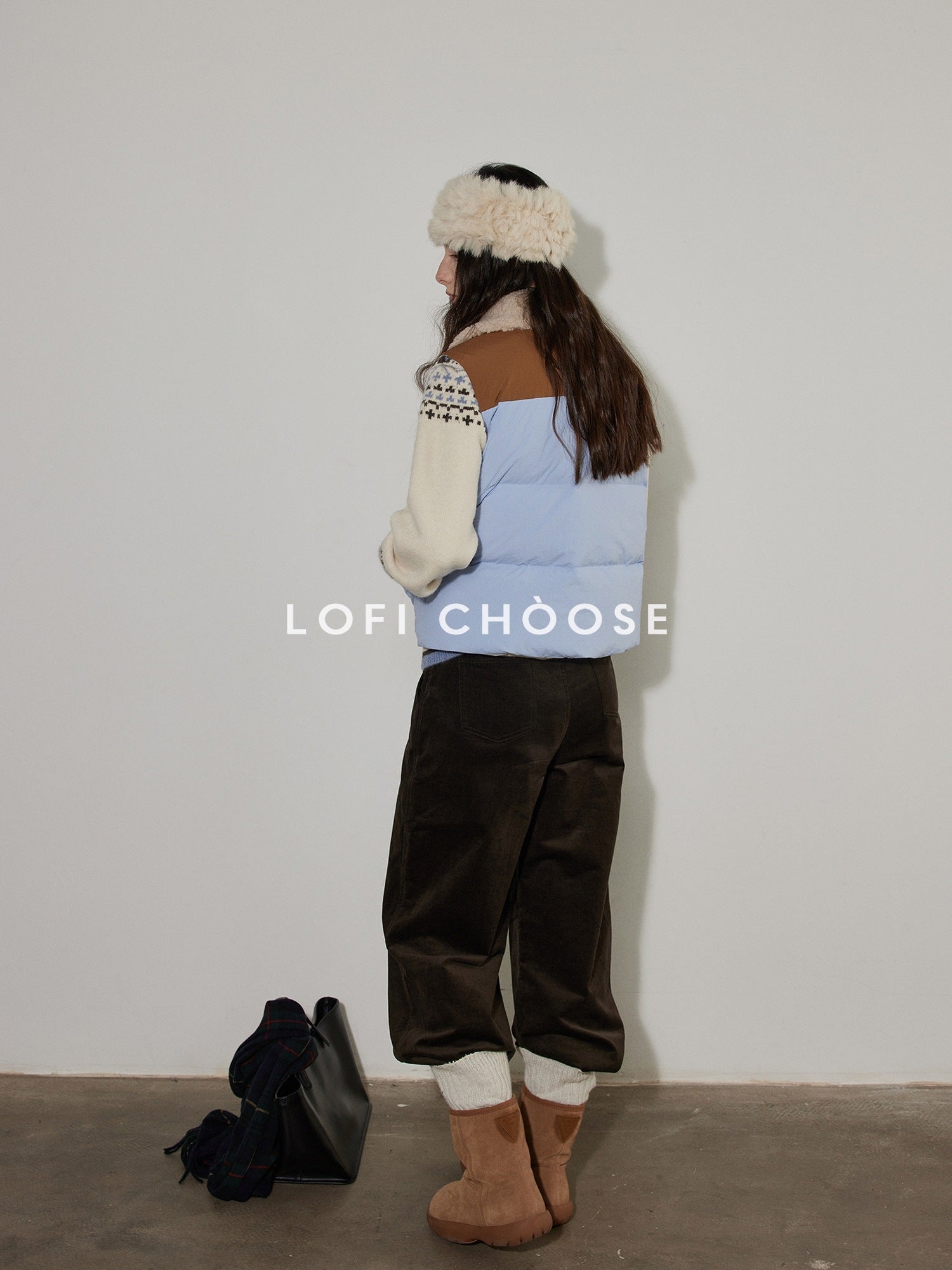 Lofi choose 90% White Duck Down Thick Patchwork Colorblock Commuter Women Puffer Vests