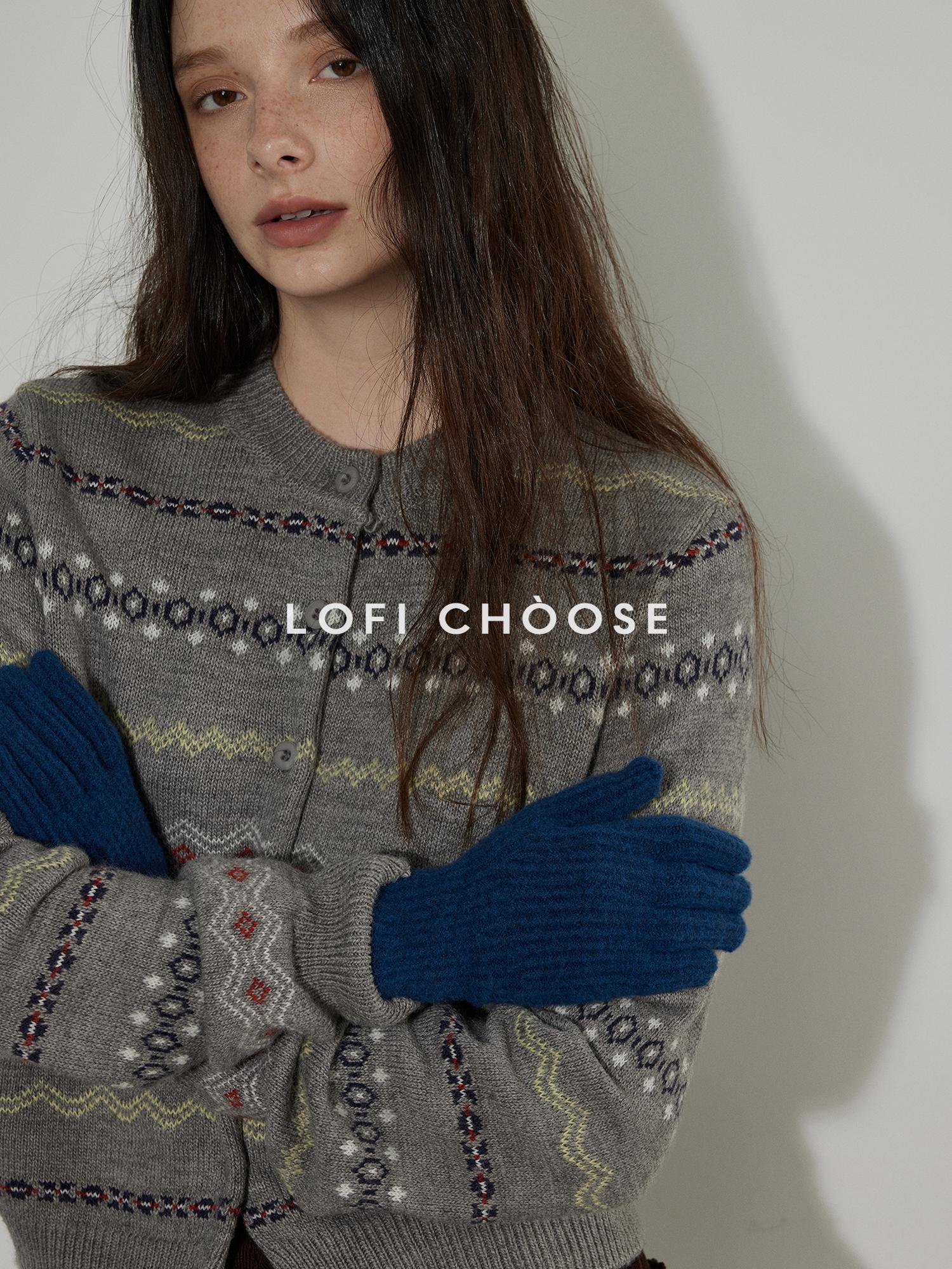 Lofi choose Cozy Gray Button Front Loose Fit Knit Crew Neck Workwear Cardigans
