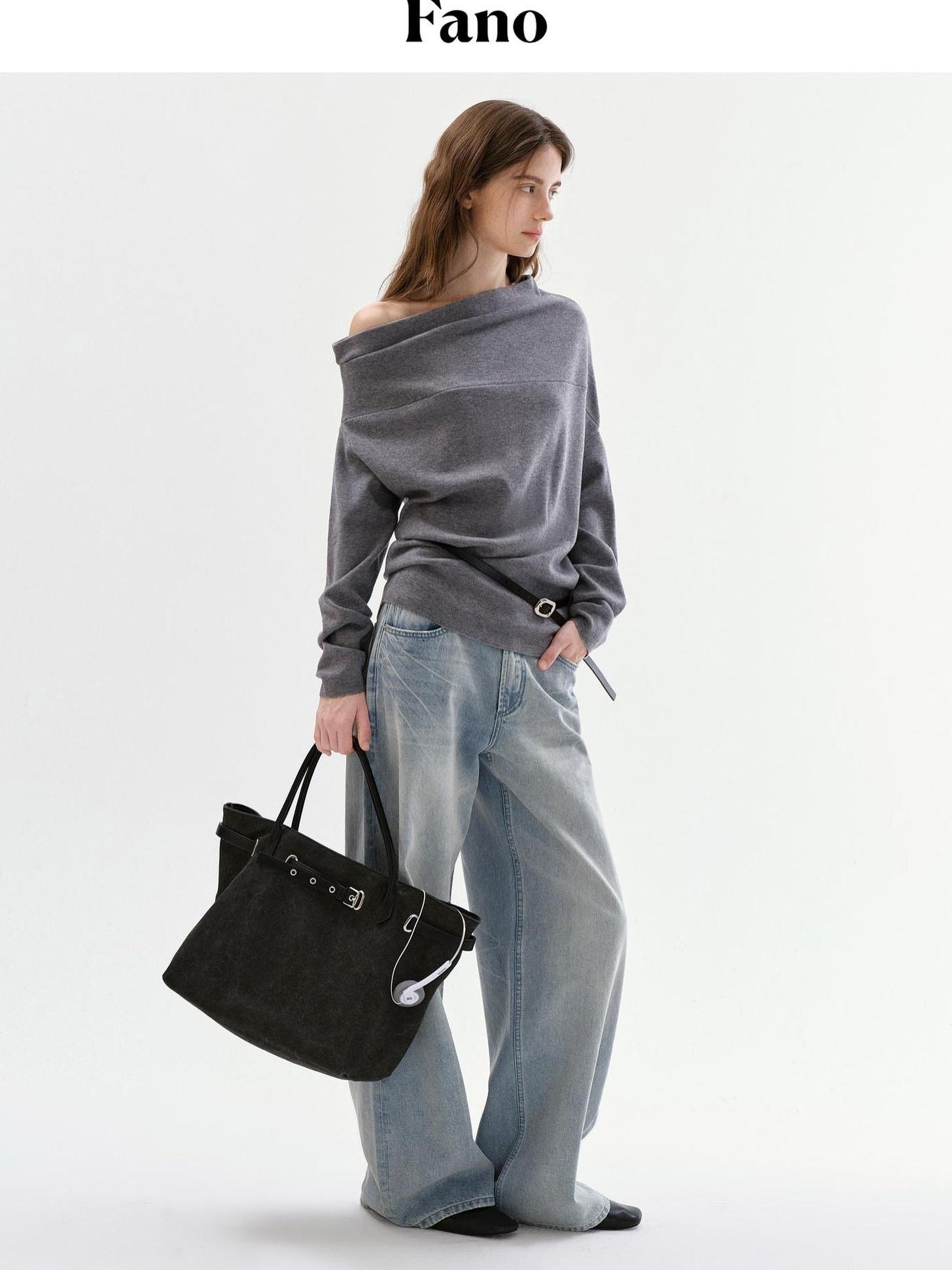 fano Soft Cotton No Stretch Commuter Relaxed Natural Waist Blue Straight Leg Jeans