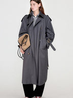 fano Mid Length Single Breasted Korean Commuter Straight Fit Solid Women Trench Coats