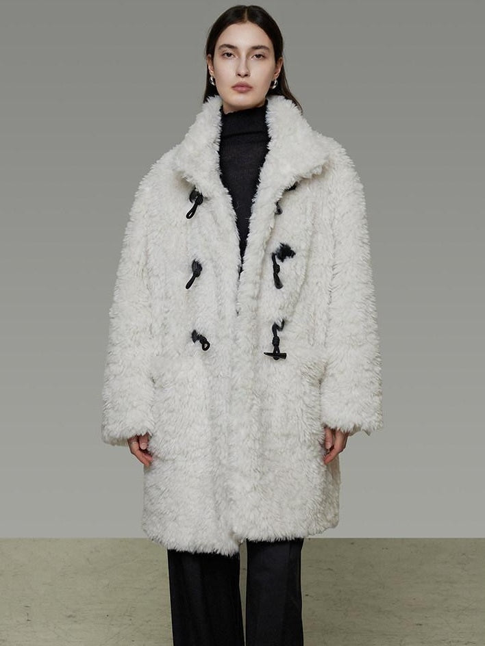 unspoken Warm Stand Collar Loose Mid Length Minimal Commuter Women Polyester Long Coats