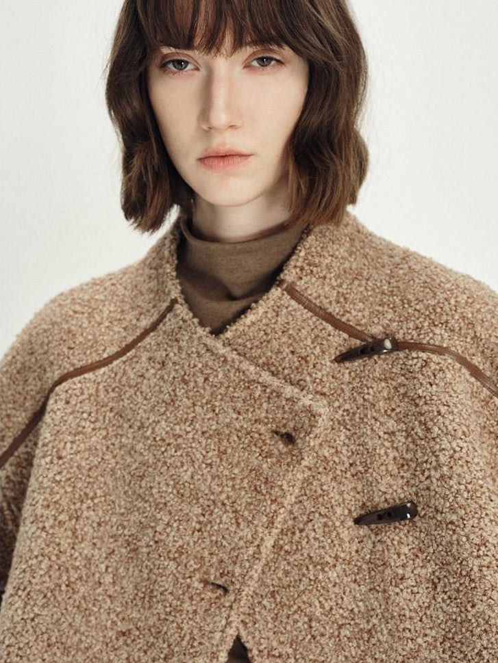 someonesometimes Insulated Original Design Loose Fit Button Stand Collar Unisex Short Coat