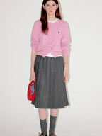 fano Thermal Wool Blend Straight Fit Round Neck Single Button Women Knit Cardigans