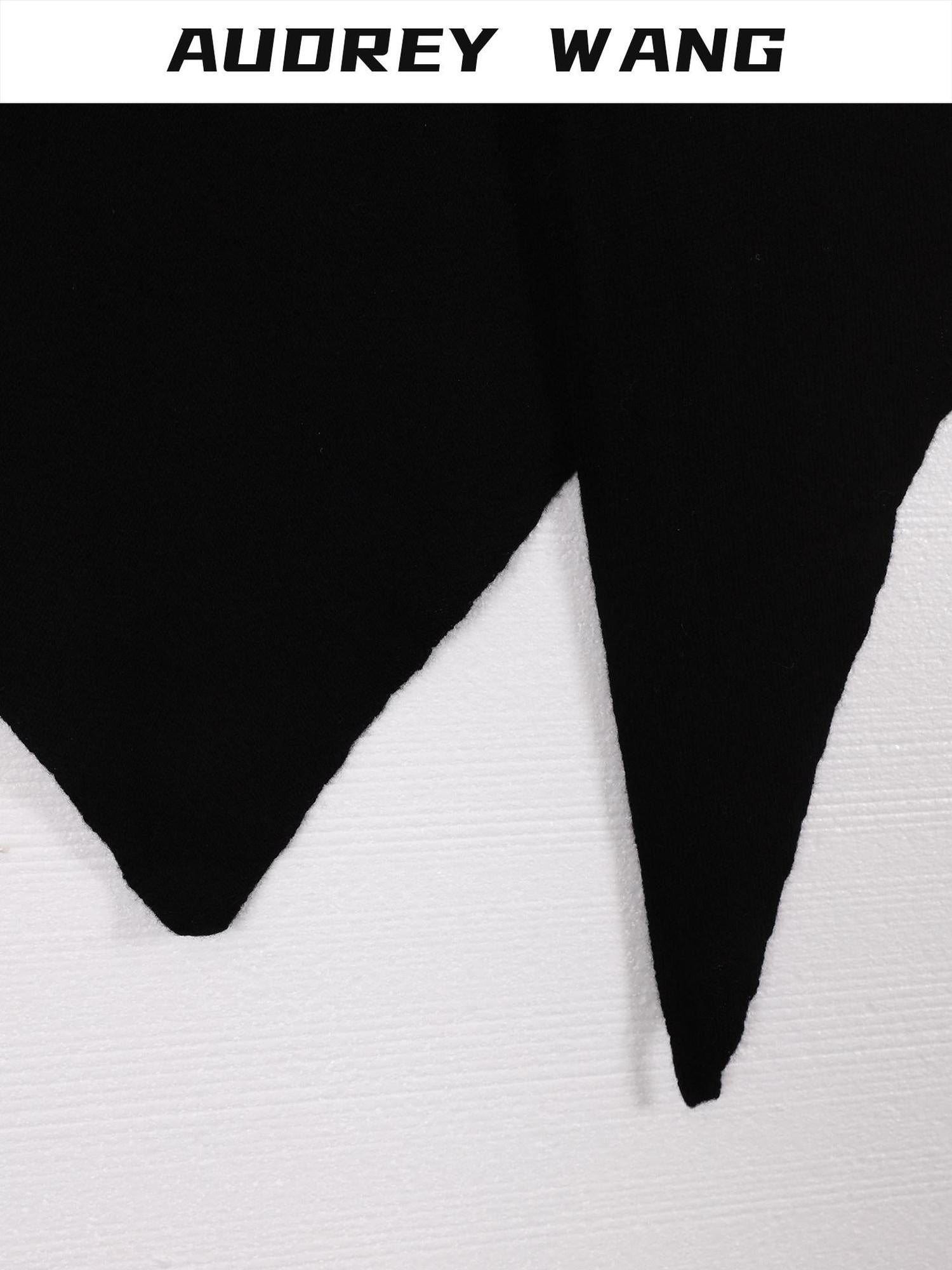 audreyyang Soft Acrylic Wool Blend Decorative Long Knitted European Women Black Scarves