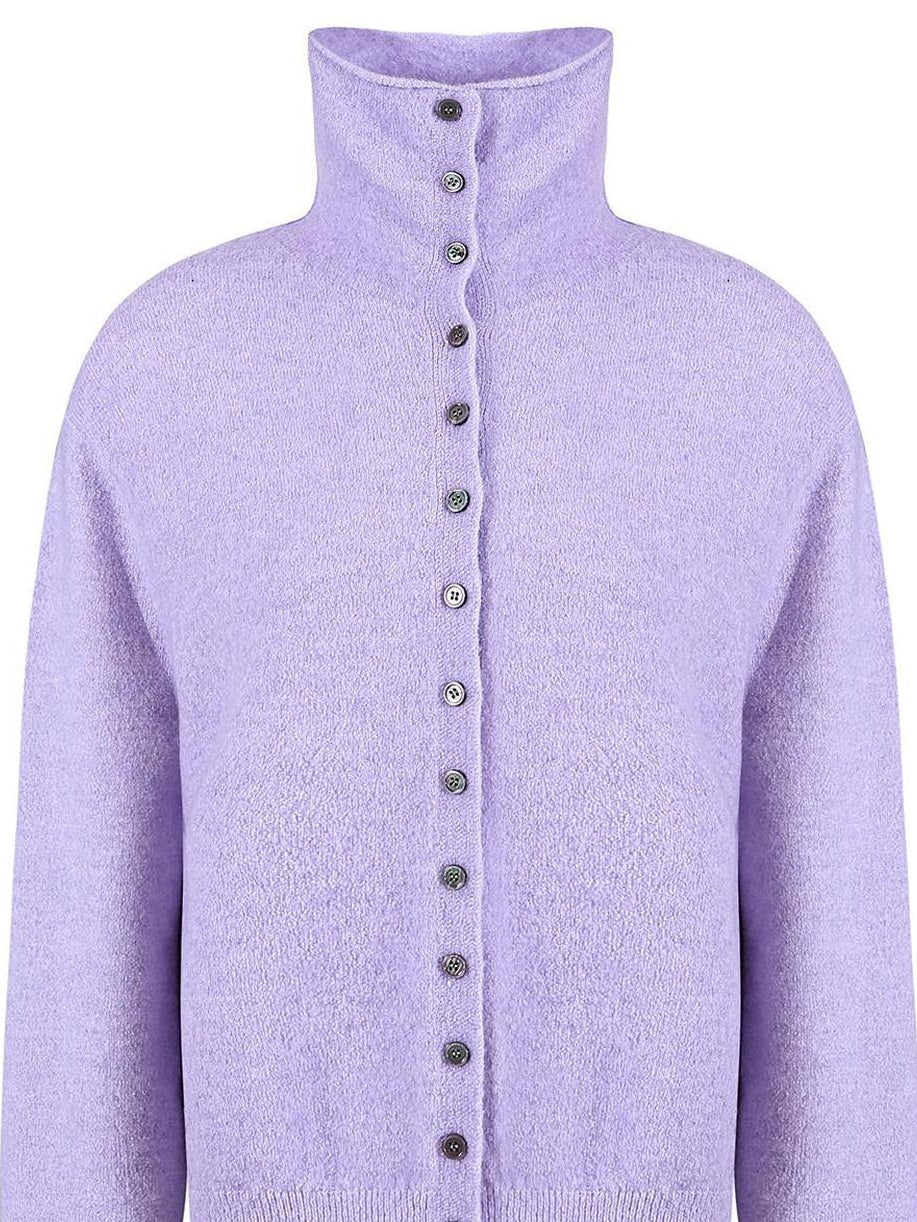 fano Recycled Fiber Loose Fit Casual High Neck Button Long Sleeve Women Cardigans