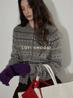 Lofi choose Cozy Gray Button Front Loose Fit Knit Crew Neck Workwear Cardigans