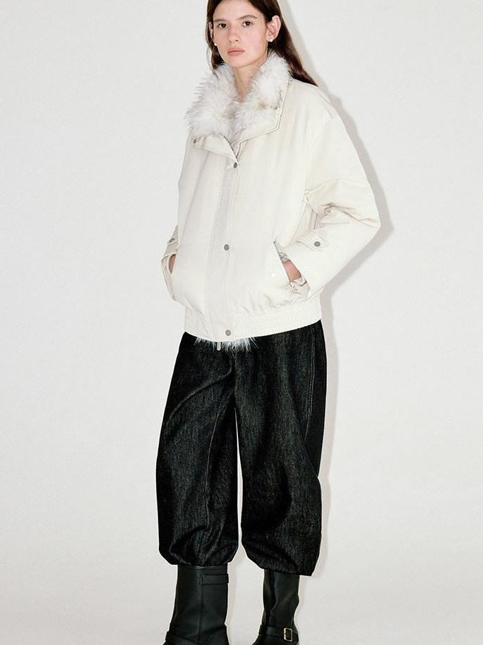 fano Warm 90% White Duck Down Straight Fit Korean Turn Collar Women Down Jackets