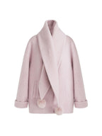 unspoken Cozy Lambswool Midlength Loose Tailored Minimal Women Pink Wool Coats