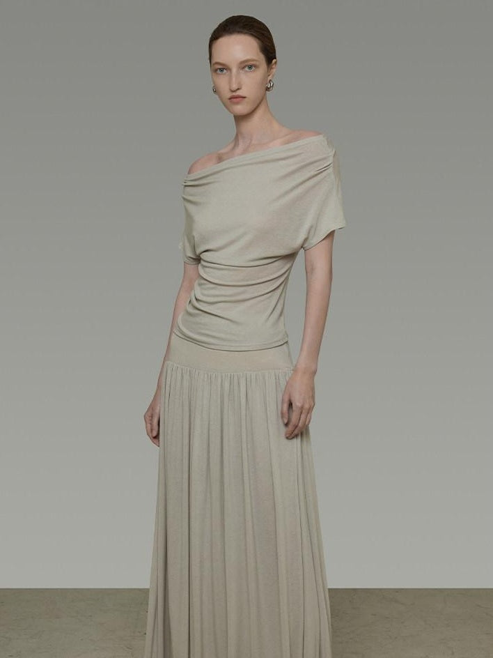 unspoken Breathable Tencel Two Piece Fitted Workwear Sage Off Shoulder Crop Tops