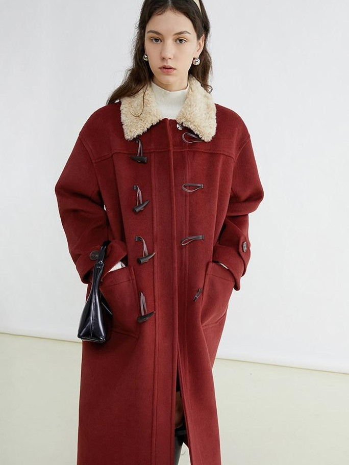 fano Warm Thick Mid Length Stand Collar Straight Commuter Young Women Wool Coats