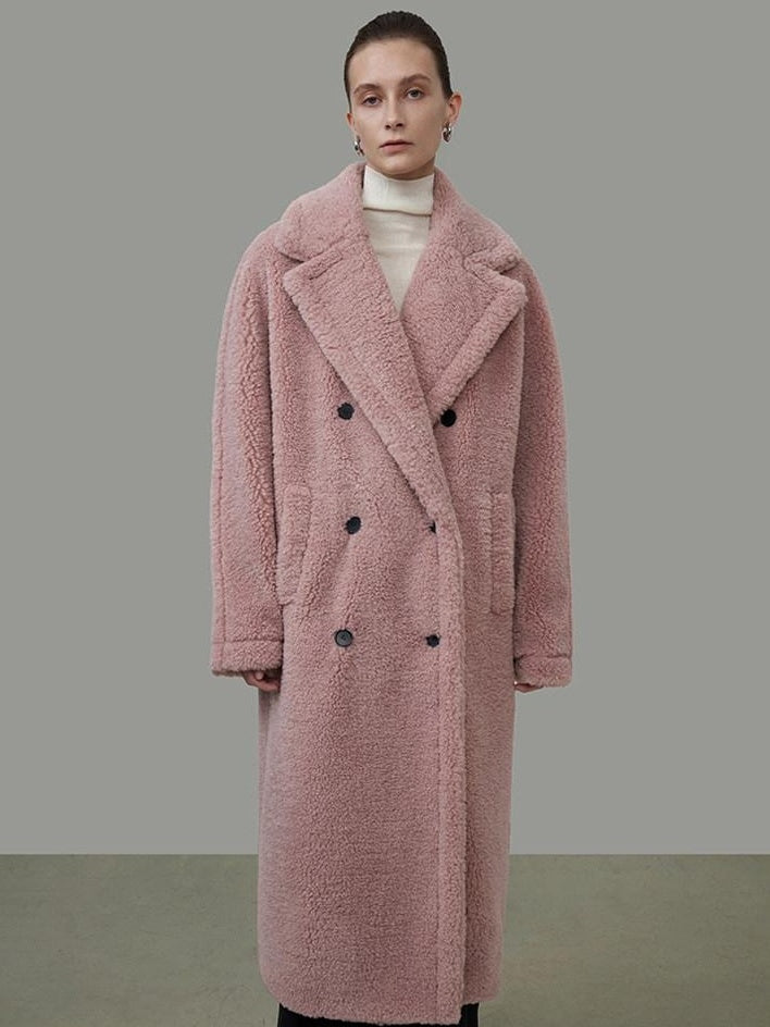 unspoken Thick Warm Tailored Straight Cut Double Breasted Long Women Wool Coats