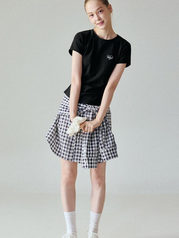 fano Lyocell Stretch Slim Fit Korean Office Black Round Neck Short Sleeve T-Shirts