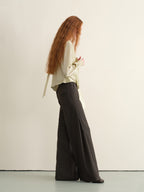 Stretch Knit Olive Gray Micro Flare Casual High Waist Women Flared Pants