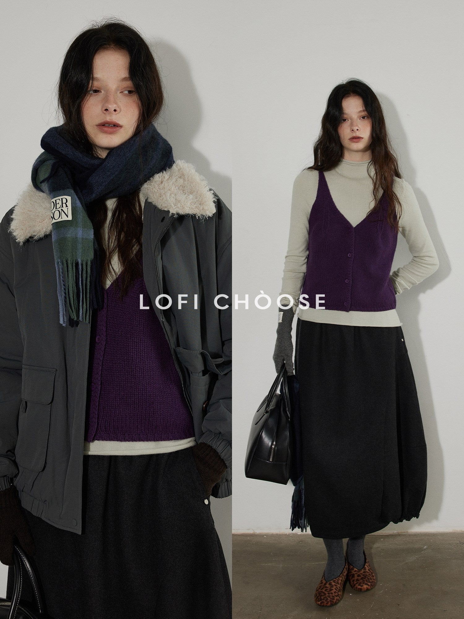 Lofi choose Pure Wool V-neck Cropped Button Front Office Sleeveless Knit Women Vests