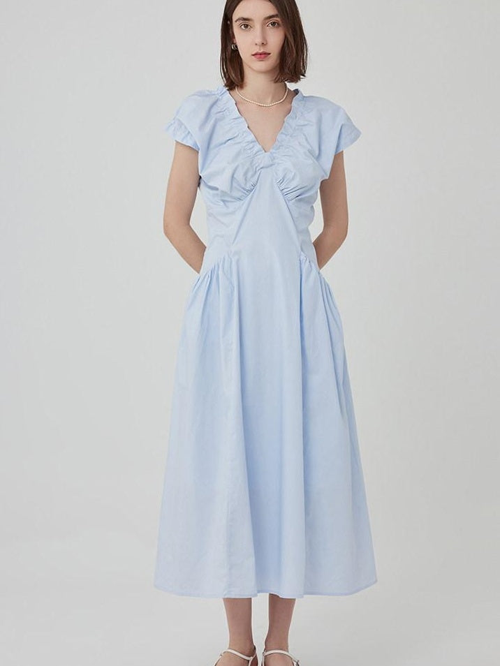 fano Flattering Natural Waist Korean A Line Casual Women Round Neck Maxi Dresses