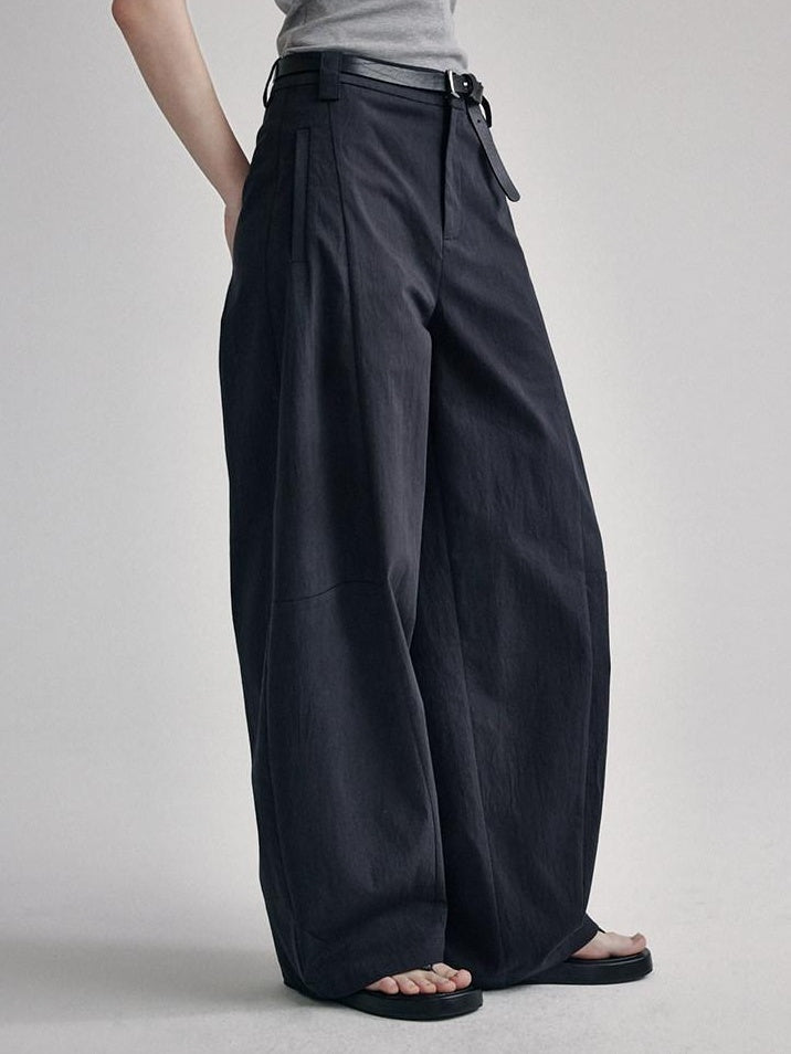 fano High Waist Sculpted Minimal Office Women Curved Pockets Rayon Wide Leg Pants