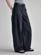 fano High Waist Sculpted Minimal Office Women Curved Pockets Rayon Wide Leg Pants