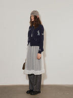 Lofi choose Soft Acrylic Blend Embroidered Classic Fit Round Neck Office Knitwear Cardigans