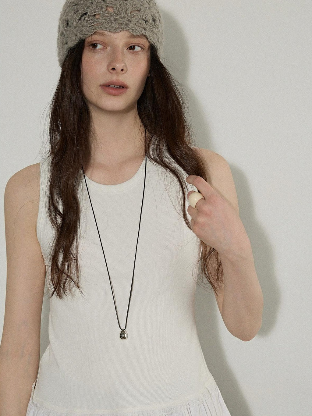 Lofi choose Versatile Layering Commuter Loose Fit Crew Neck Women White Tank Tops