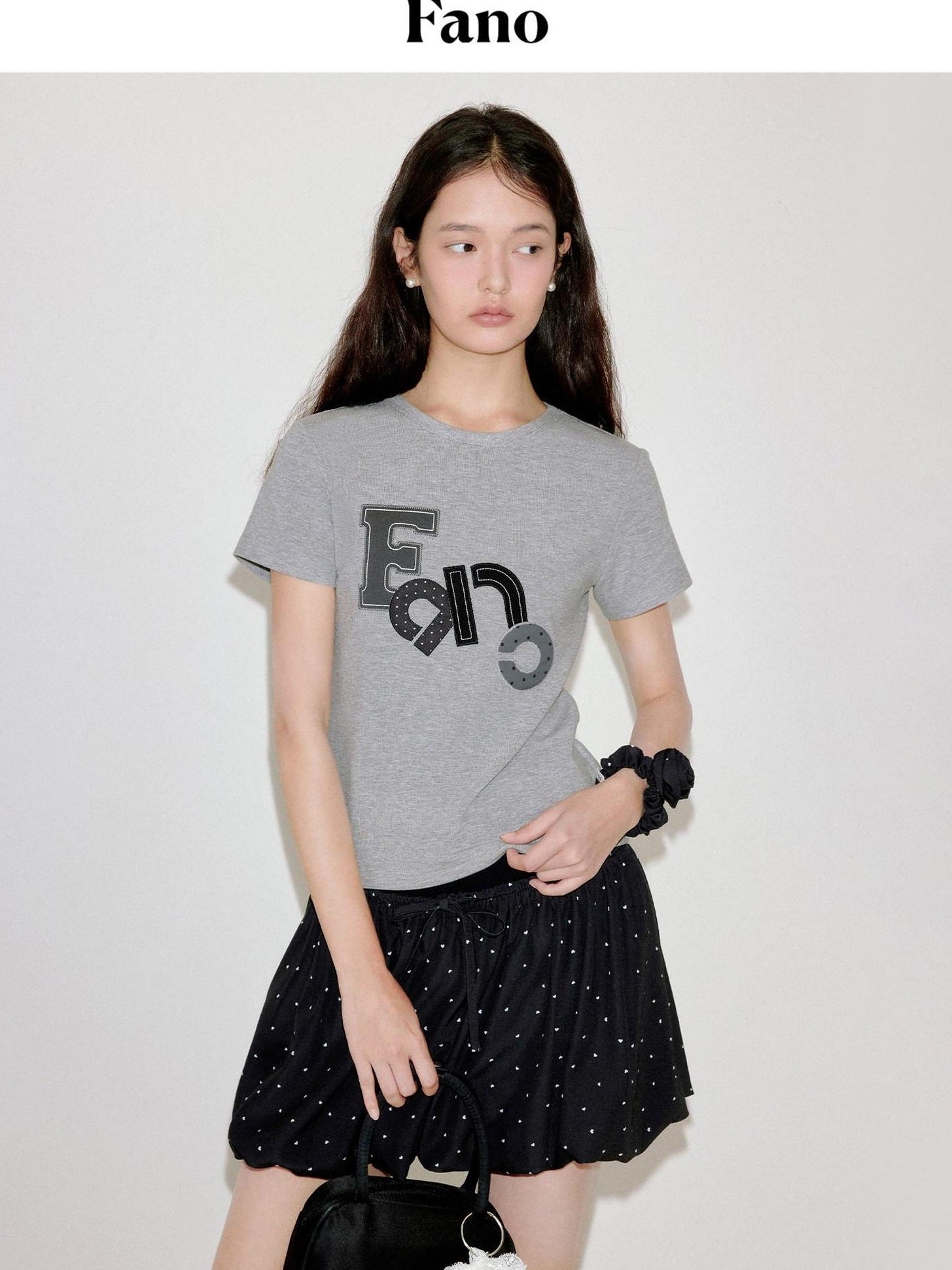 fano Creative Print Cotton Stretch Slim Fit Korean Crew Neck Short Sleeve T-Shirts