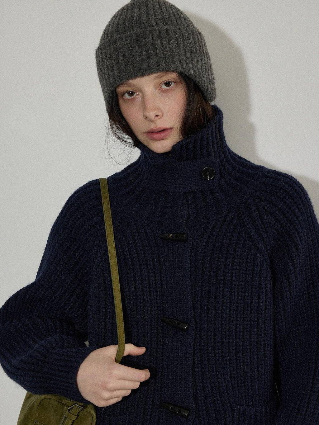 Lofi choose Warm Thick Loose Fit Workwear Button Front Long Sleeve Mid Length Knit Cardigans