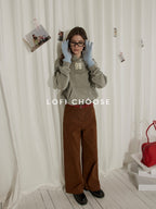 Lofi choose Loose Fit Oversized Hooded Long Sleeve Commuter Casual Purple Gray Hoodie
