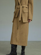 unspoken Wool Single Button Notched Lapel Loose Fit Rice Yellow Young Women Blazers