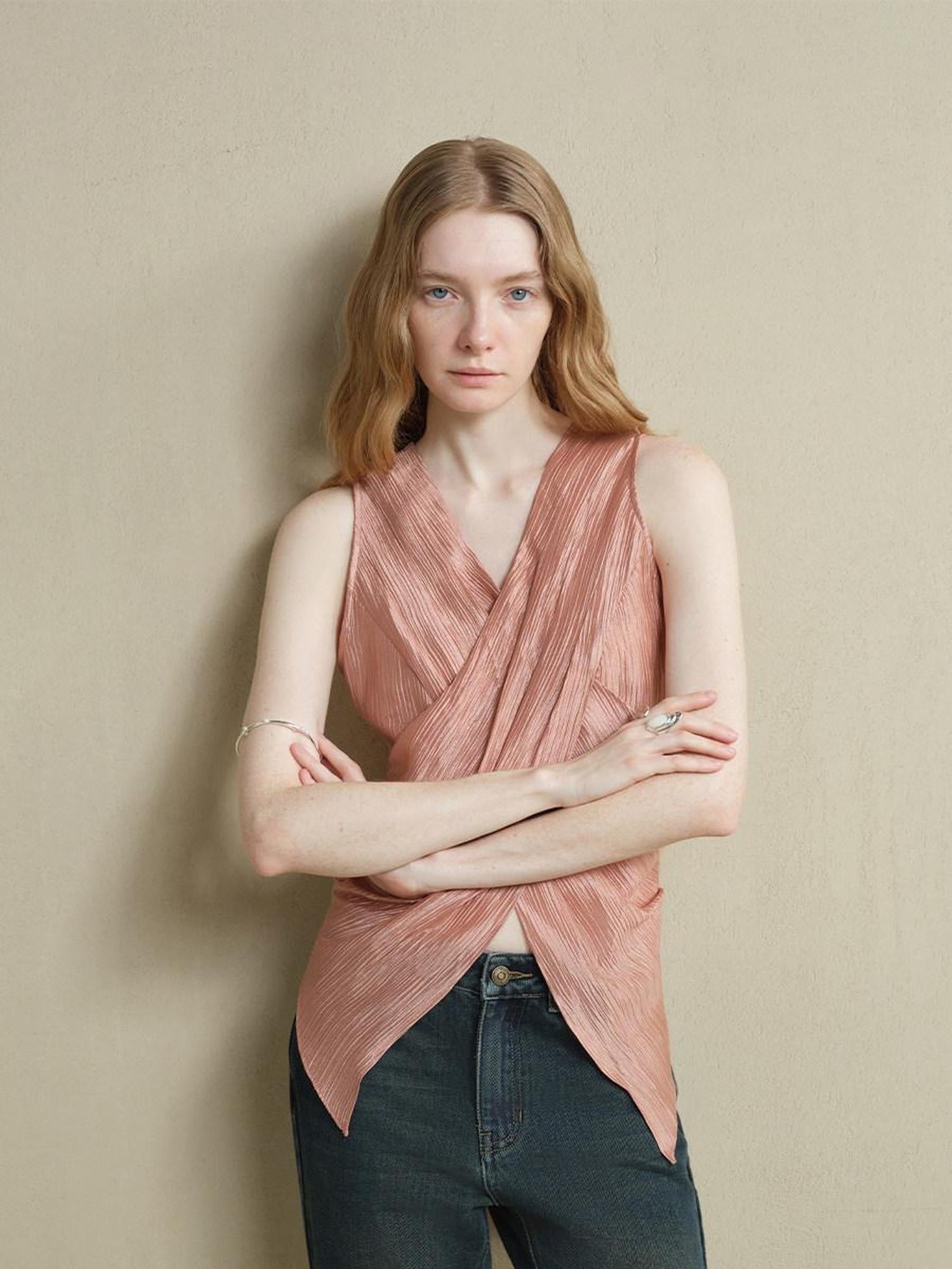 someonesometimes Ribbed Patchwork Zip Front Commuter Strappy Loose Fit Women Tank Tops