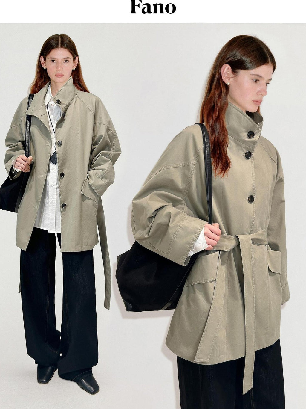 fano Oversized Cotton Blend Single Breasted Korean Commuter Women Khaki Trench Coats