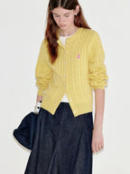 fano Thermal Wool Blend Straight Fit Round Neck Single Button Women Knit Cardigans