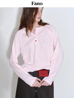 fano Sweat Wicking Breathable V-neck Loose Cotton Blend Women Long Sleeve T-Shirts