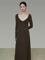 unspoken Breathable Viscose Halter High Waist A Line Knit Office Women Maxi Dresses